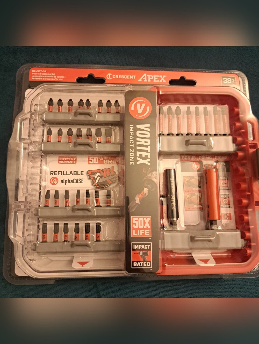Crescent Apex Vortex 38-Piece Impact Driver Bit Set in Black and Orange